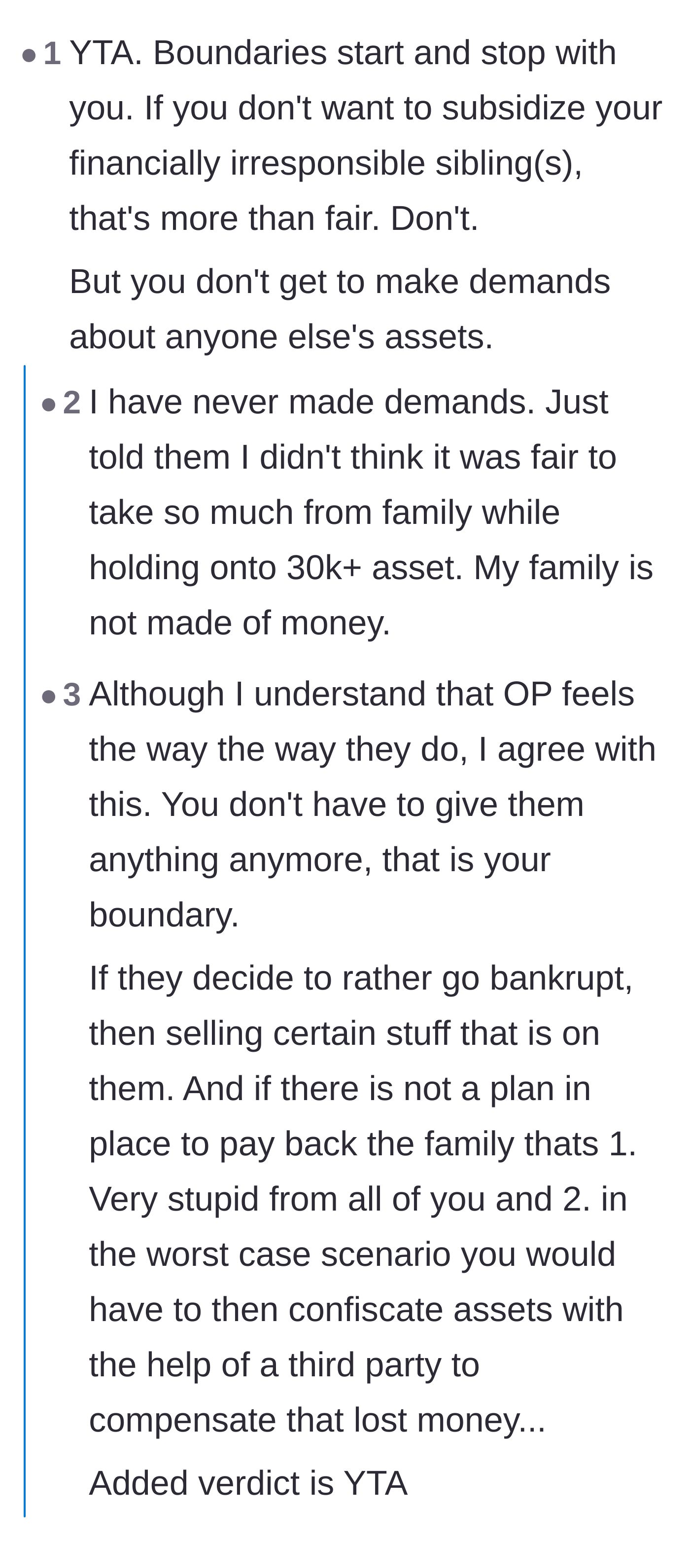 Comment thread 3 - Argument that lenders can say no to giving money but shouldn't dictate what the borrowers sell