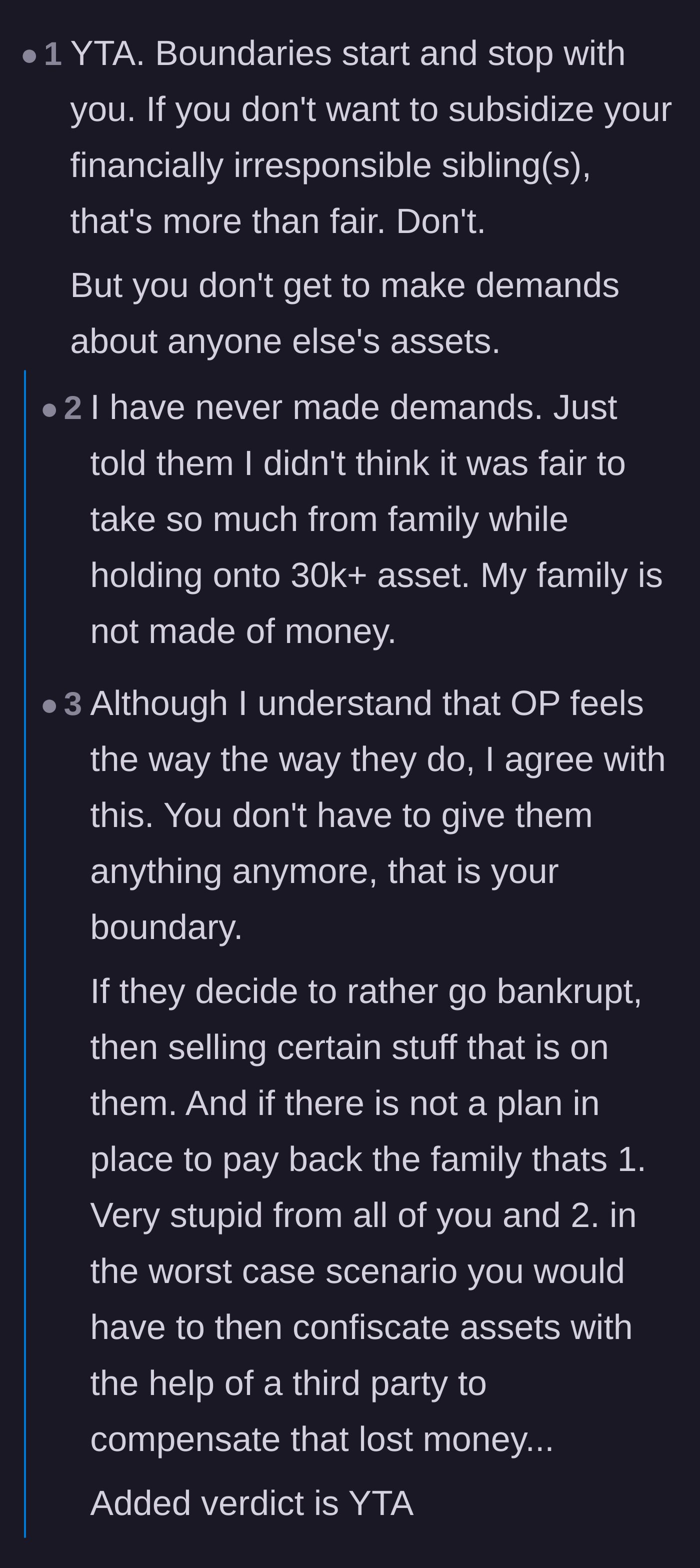 Comment thread 3 - Argument that lenders can say no to giving money but shouldn't dictate what the borrowers sell