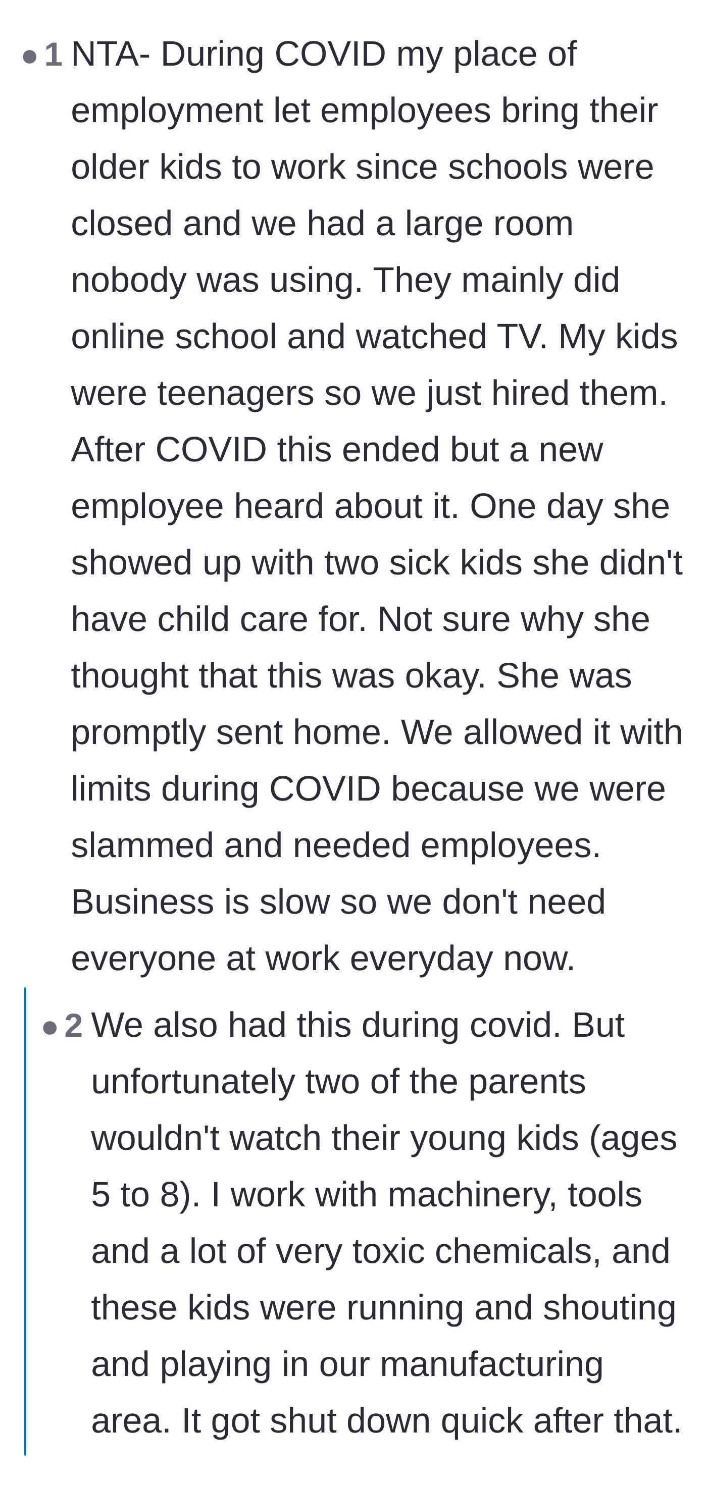 Comment thread 4 - Anecdotes about parents failing to supervise their kids around toxic chemicals and machinery when previously allowed