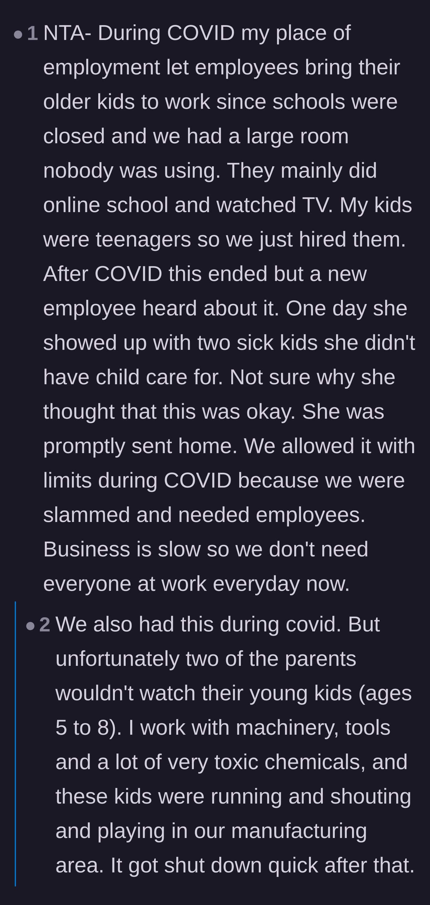 Comment thread 4 - Anecdotes about parents failing to supervise their kids around toxic chemicals and machinery when previously allowed