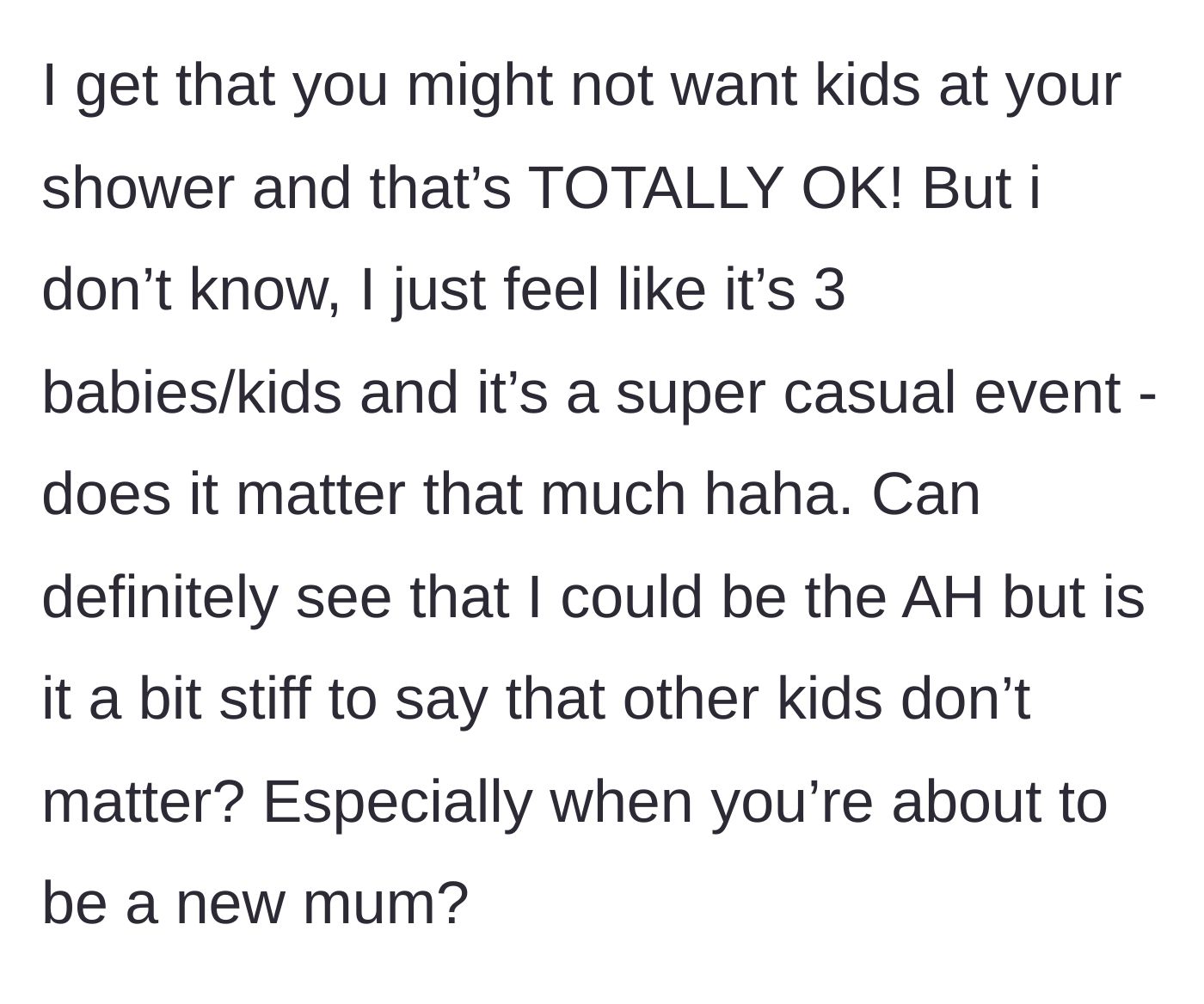 Story part 6 - The main character questions if it's too harsh to dismiss other people's children right before becoming a mother.