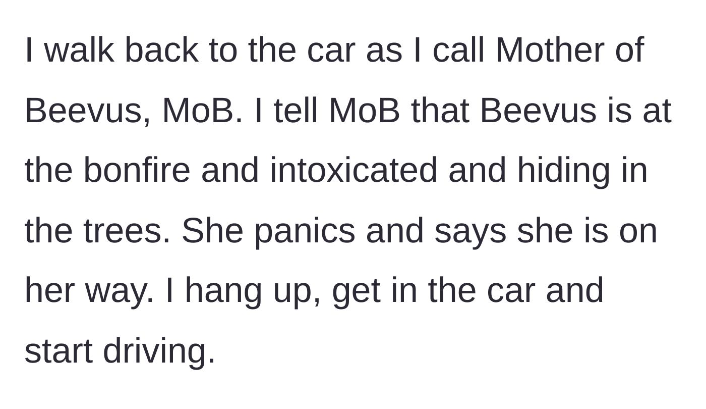 Story part 4 - A parent calling another mother to report her son's whereabouts from the car.