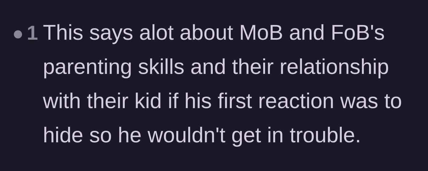 Comment thread 3 - Discussion about what the hiding teenager's reaction reveals about his own parents' disciplinary style.