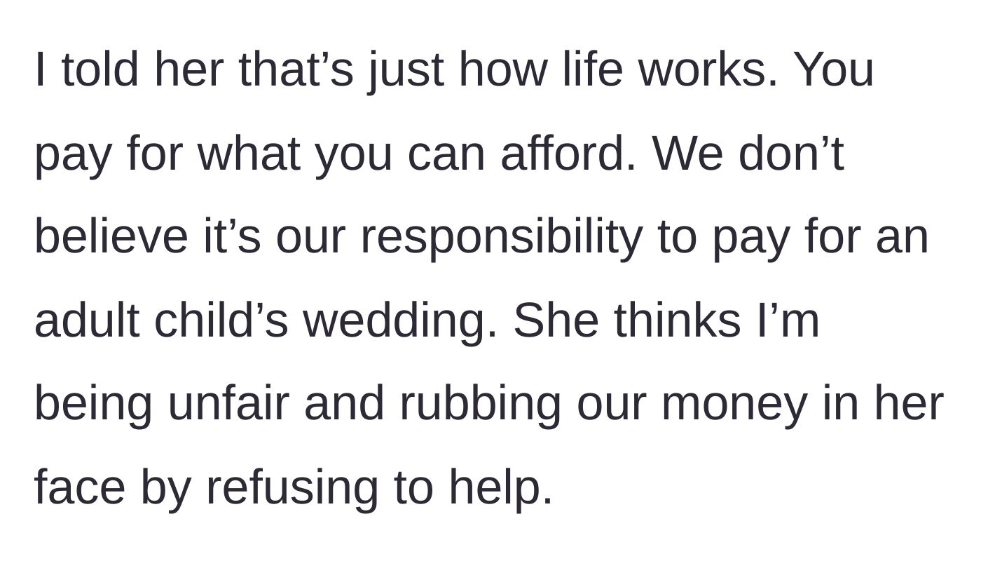 Story part 7 - The final argument where the parent delivers a harsh reality check, and Maria accuses them of rubbing their wealth in her face.