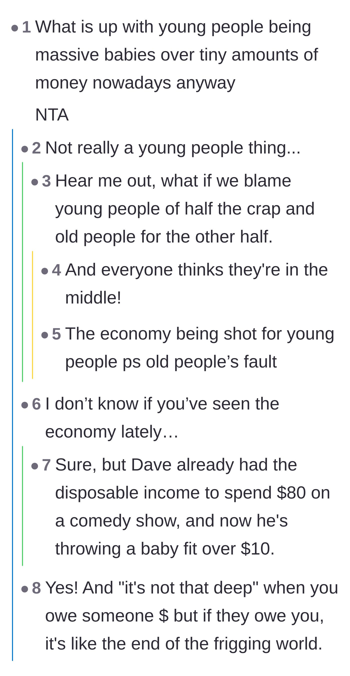 Comment thread 3 - Commenters arguing whether fighting over ten dollars is an economy issue or just plain cheapness.