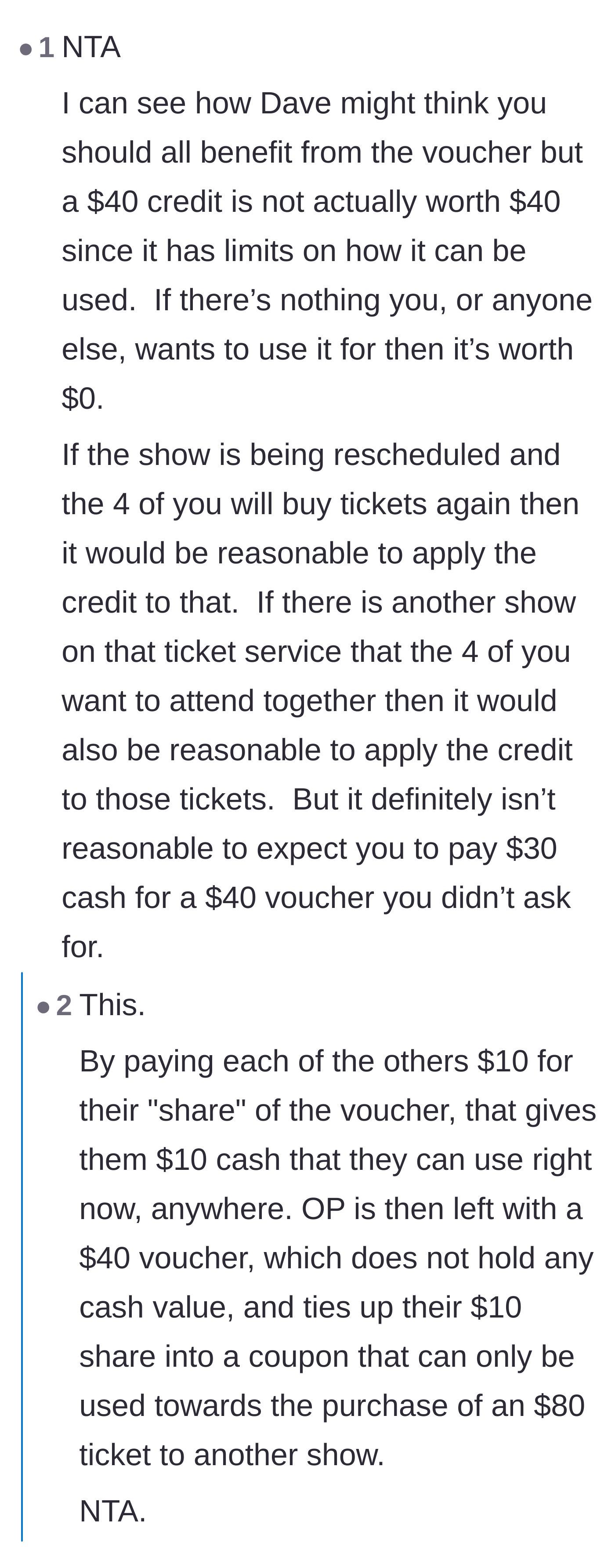 Comment thread 5 - Pointing out the absurdity of exchanging real liquid cash for a restricted digital coupon.