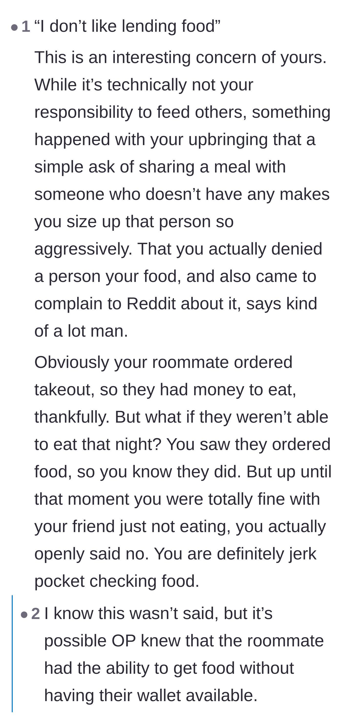 Comment thread 3 - A critical user analyzing the author's refusal to share and accusing them of lacking empathy.