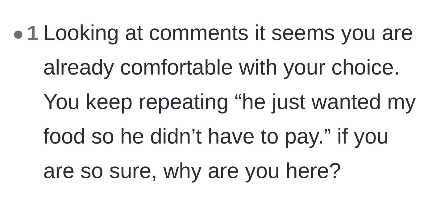 Comment thread 4 - A reader calling out the author for seeking validation since they were already comfortable with their choice.