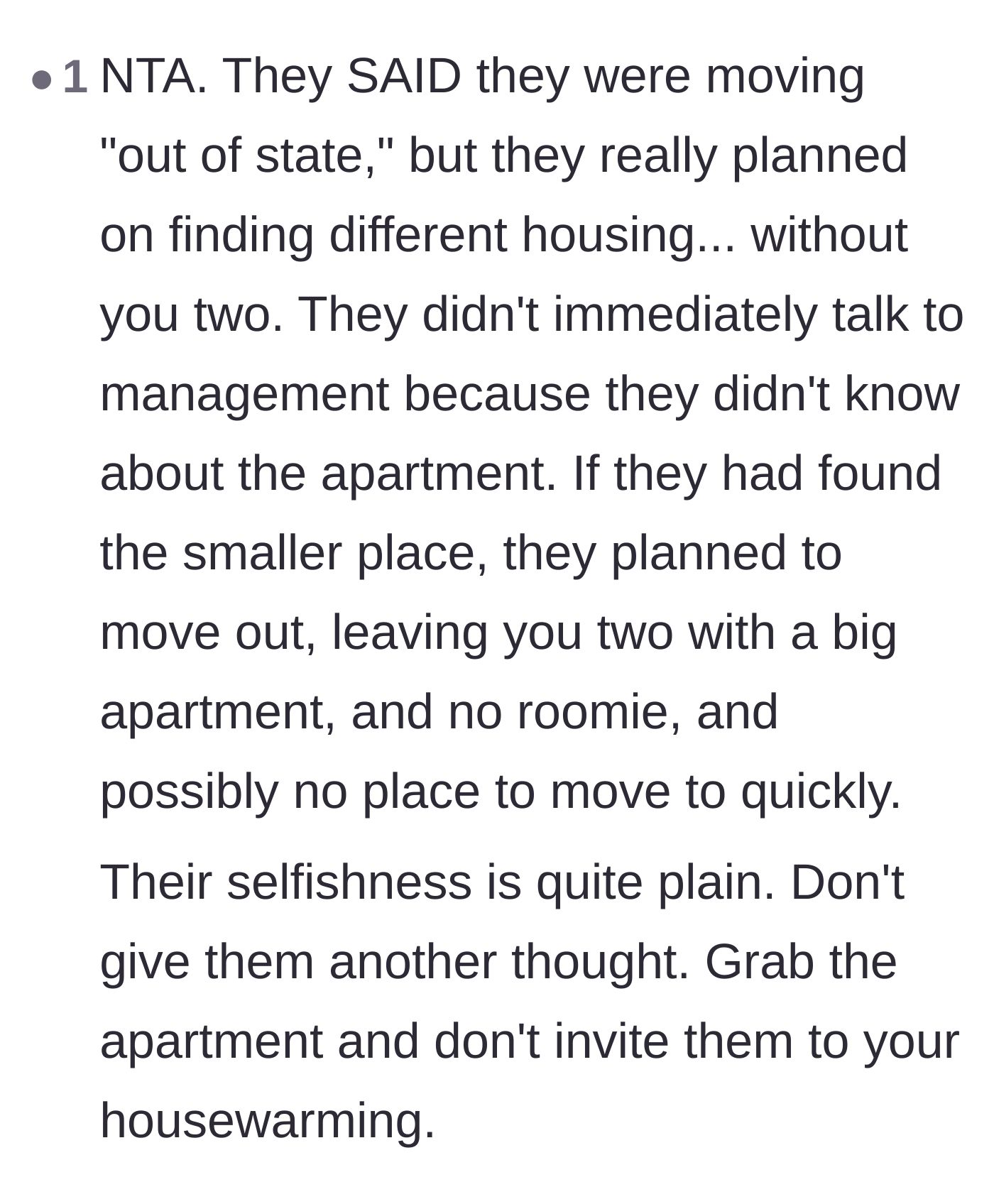 Comment thread 3 - Theory that the roommates were always planning to abandon the lease without warning.
