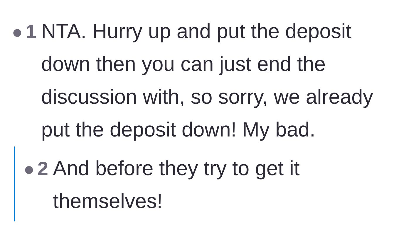 Comment thread 5 - Strategy to immediately put down a deposit before the roommates can.