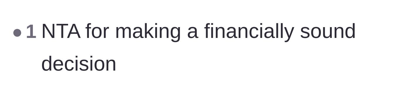 Comment thread 3 - A brief comment praising the main character for making a smart financial choice.