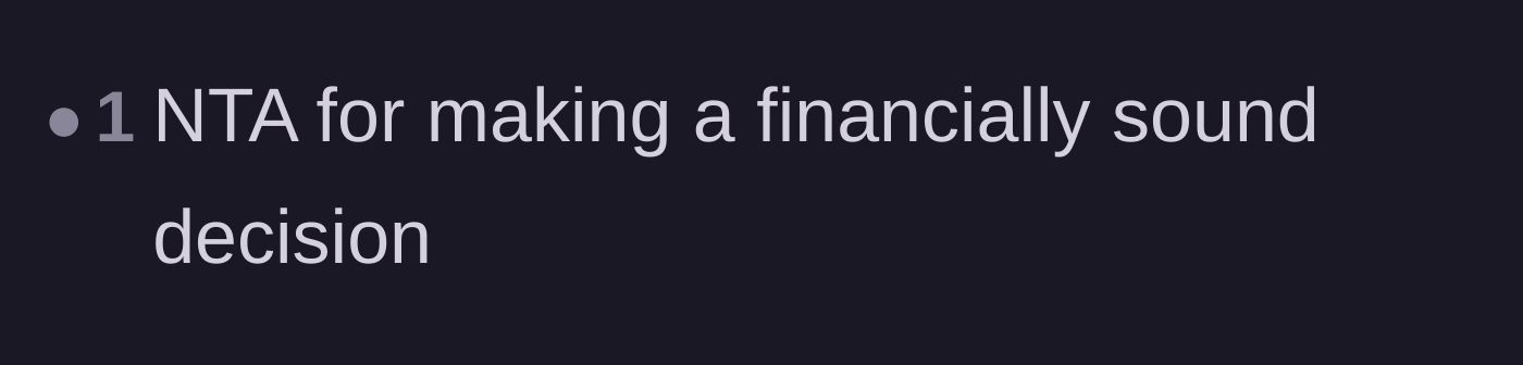 Comment thread 3 - A brief comment praising the main character for making a smart financial choice.
