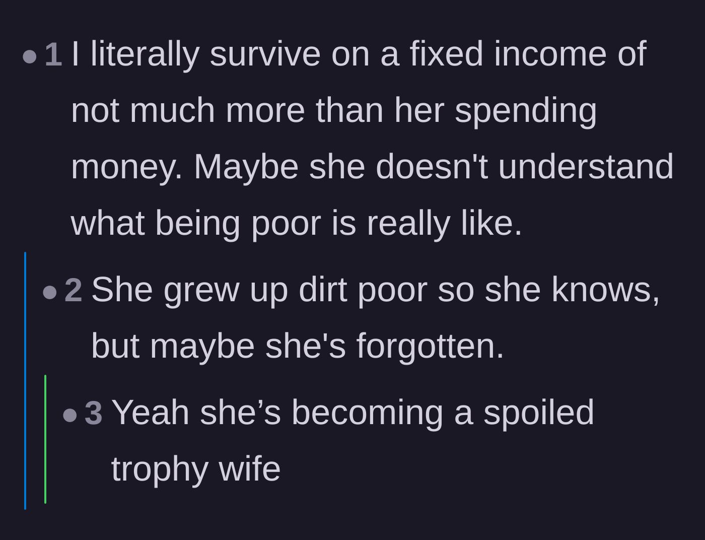 Comment thread 3 - A deep dive into the psychology of growing up poor and overcompensating, plus a debate on what counts as a luxury expense