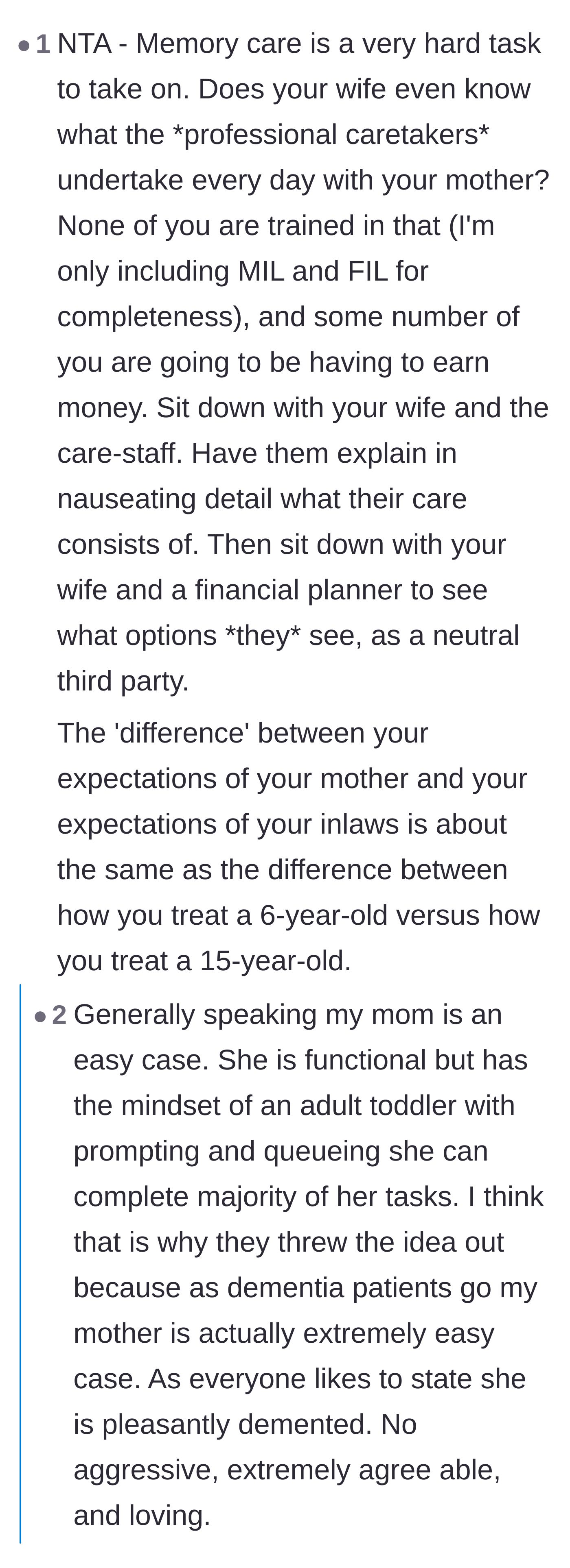 Comment thread 4 - A discussion debunking the idea that an 'easy' dementia patient can be safely managed in an unequipped home environment.