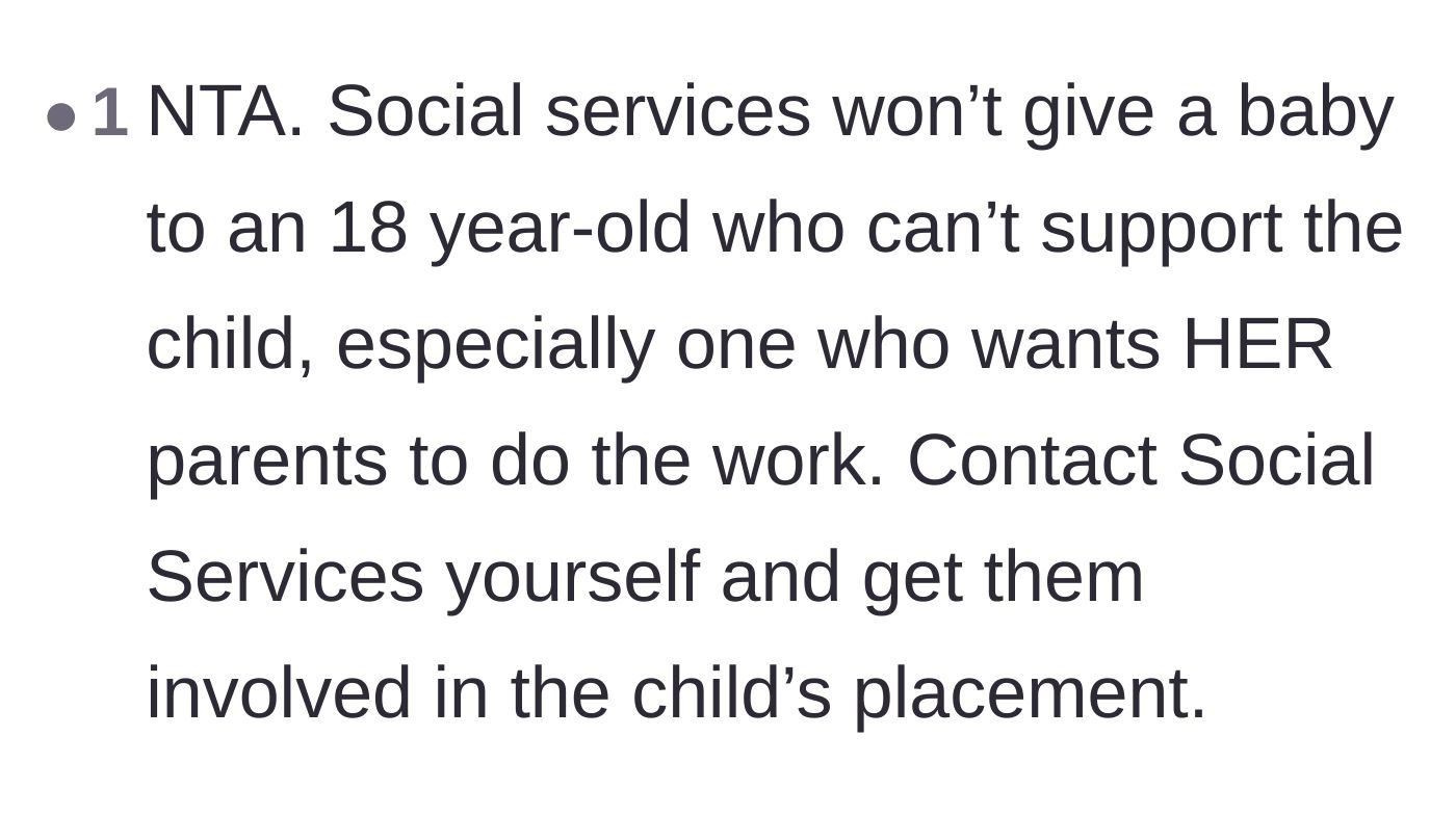 Comment thread 5 - A reminder that social services will step in and evaluate the teenager's actual ability to provide financially.