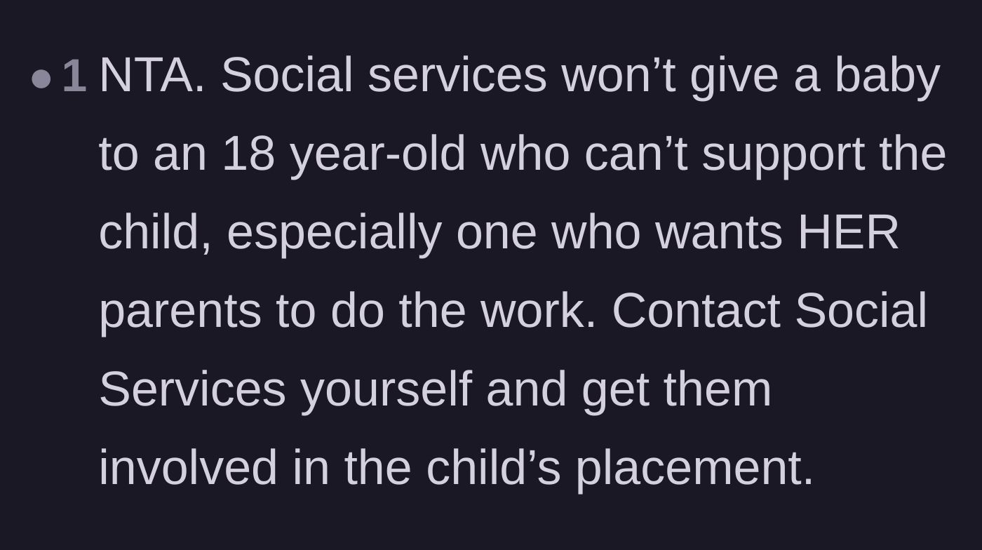 Comment thread 5 - A reminder that social services will step in and evaluate the teenager's actual ability to provide financially.