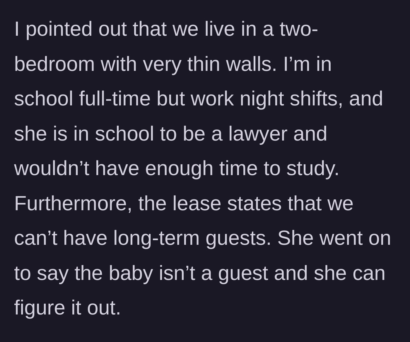 Story part 3 - A woman holding up a lease agreement and pointing to the rules while the other waves her off dismissively.