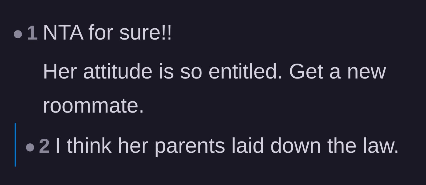 Comment thread 6 - Advice warning the author to lock up her valuables in case the entitled roommate decides to get petty.