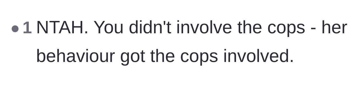 Comment thread 2 - A succinct reminder that the ex's own actions necessitated the 911 call.