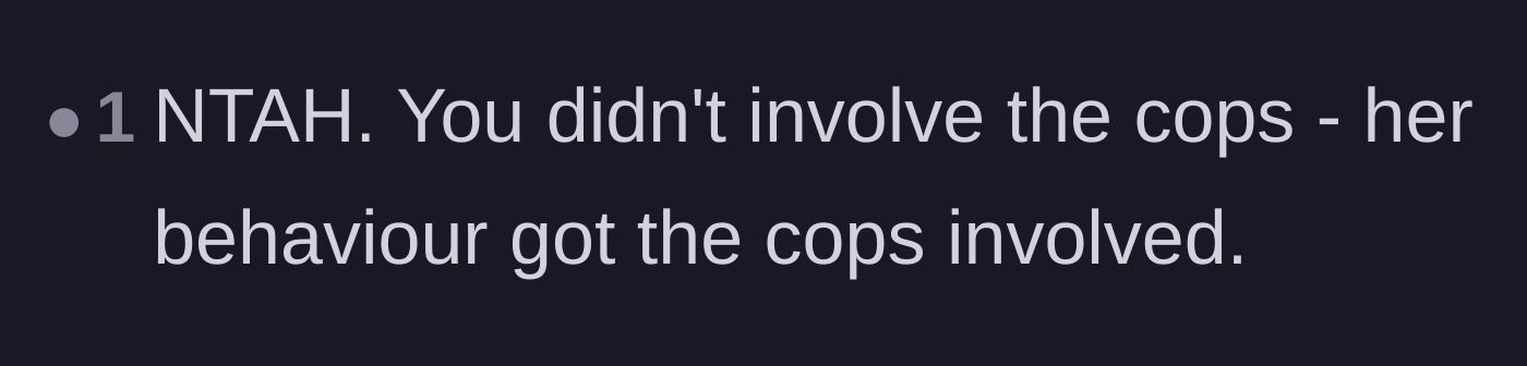 Comment thread 2 - A succinct reminder that the ex's own actions necessitated the 911 call.