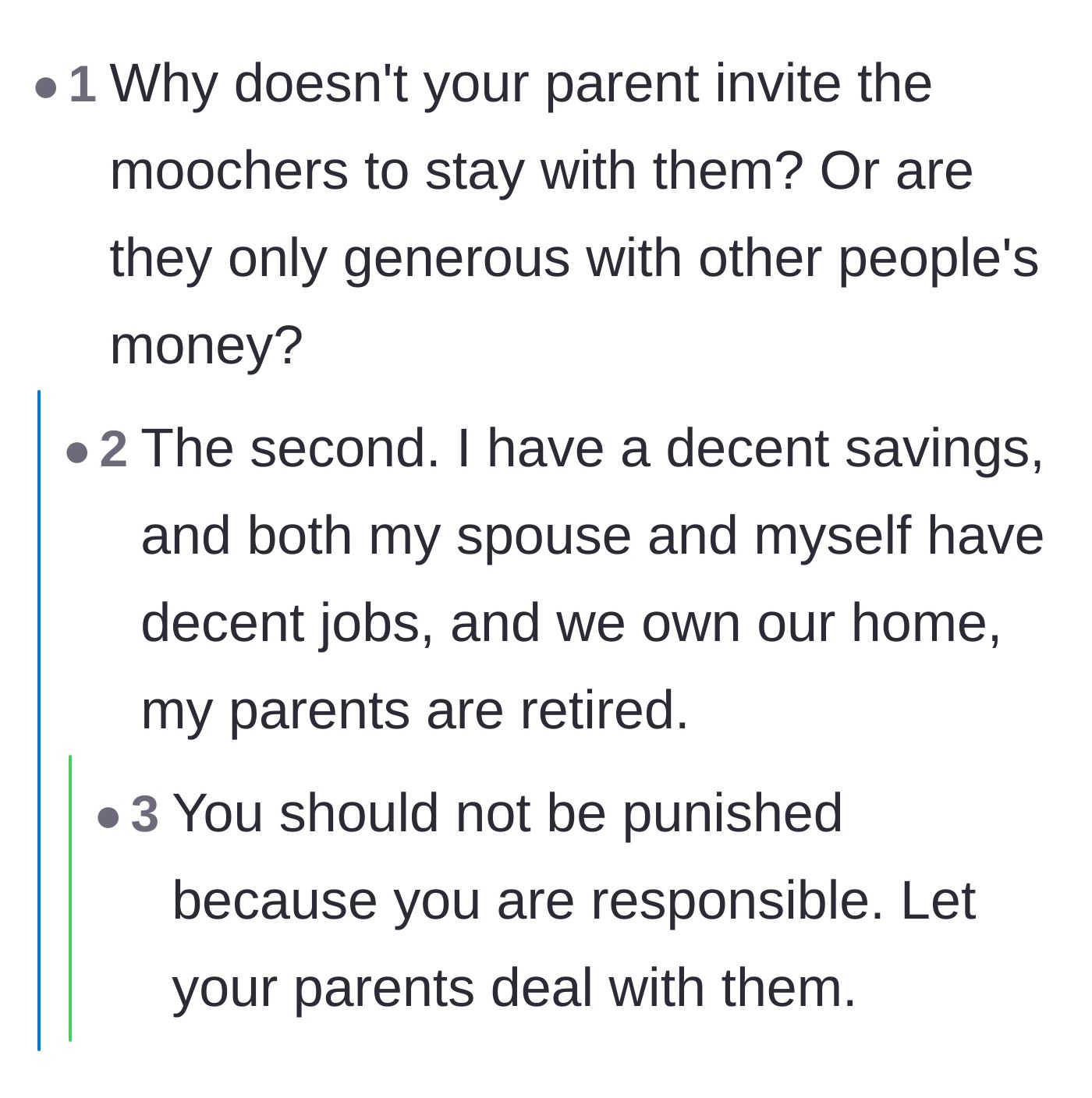 Comment thread 4 - A conversation about the dangers of sharing financial success with family and avoiding the responsibility tax.