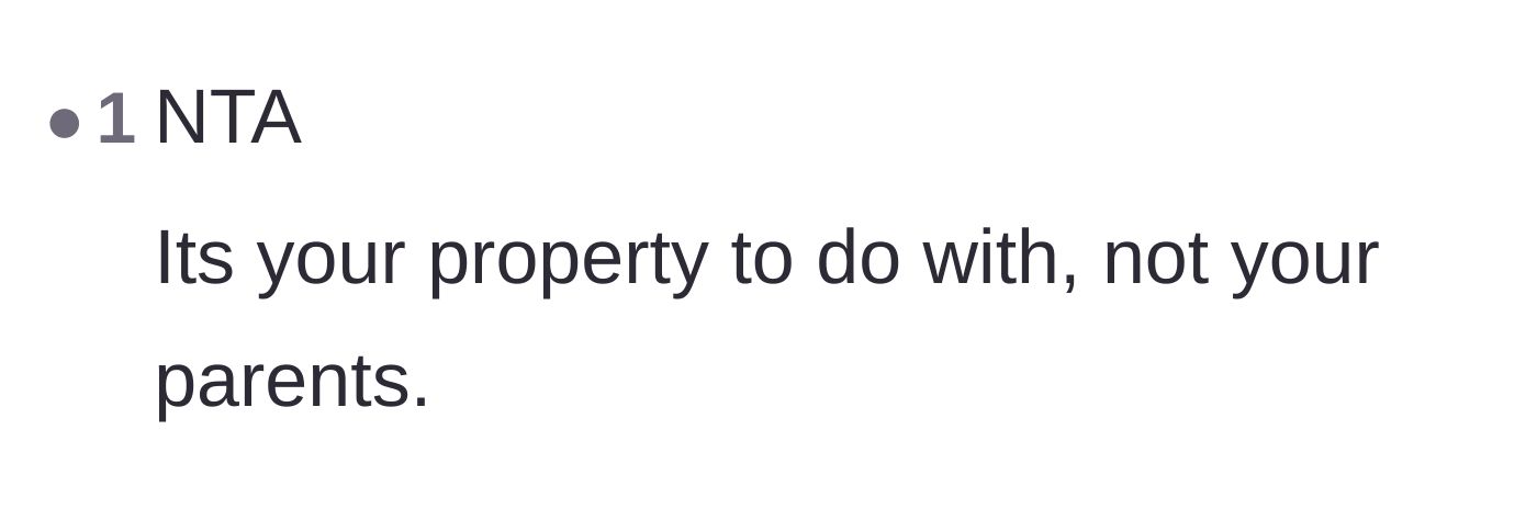 Comment thread 5 - A short, definitive statement affirming the main character's absolute right to control their own property.