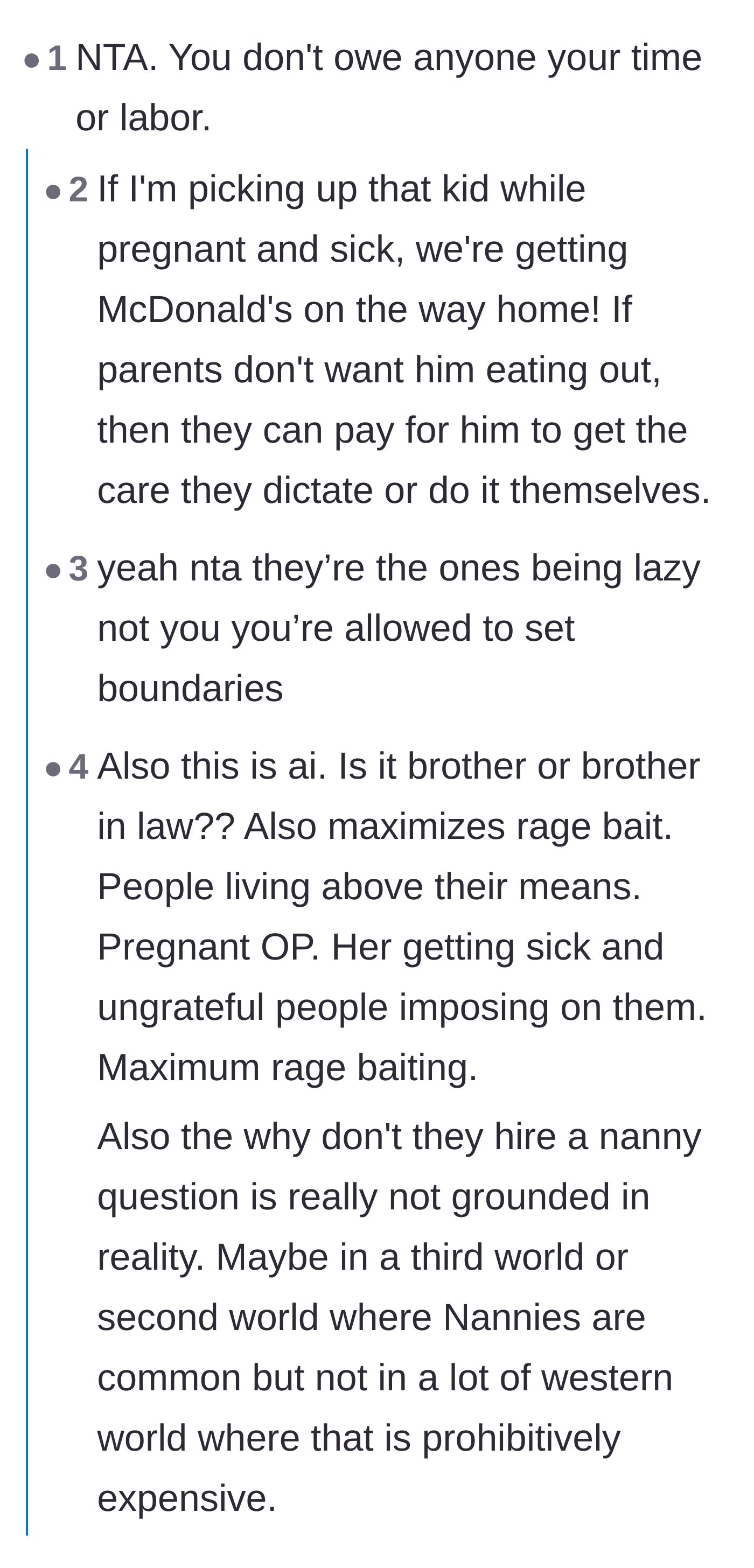 Comment thread 1 - Commenters discussing feeding the nephew fast food to maliciously comply and spite his parents' strict dietary rules.