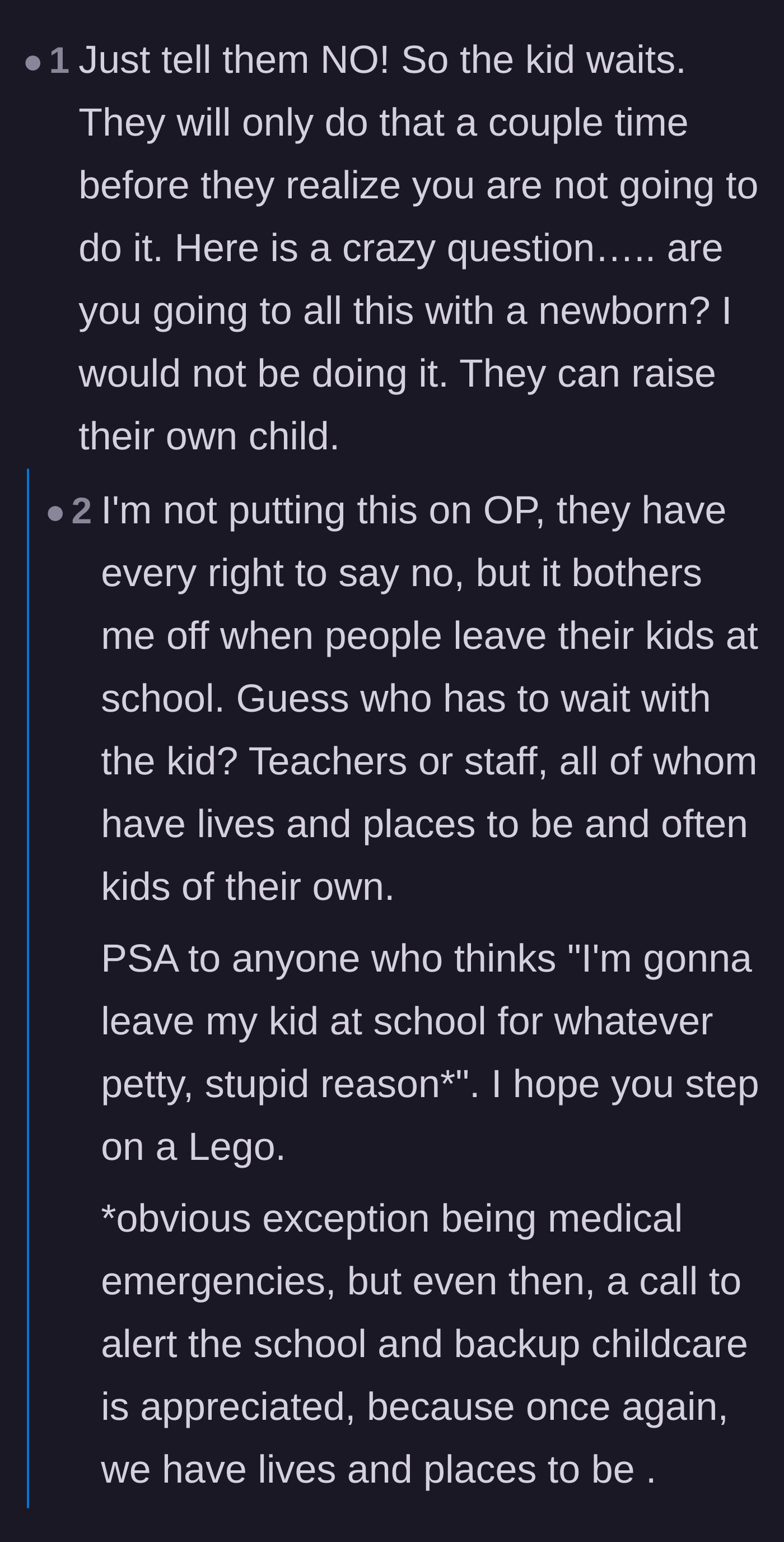 Comment thread 3 - A debate about the emotional toll on the stranded child and the unfair burden placed on teachers.