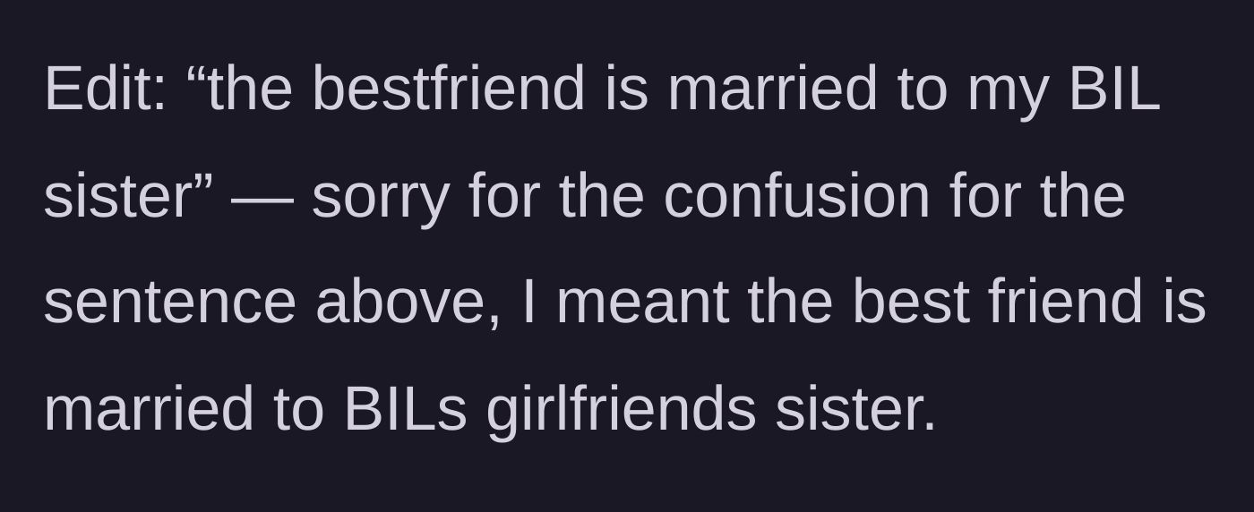 Story part 9 - A brief edit clarifying the family relation of the best friend mentioned earlier.