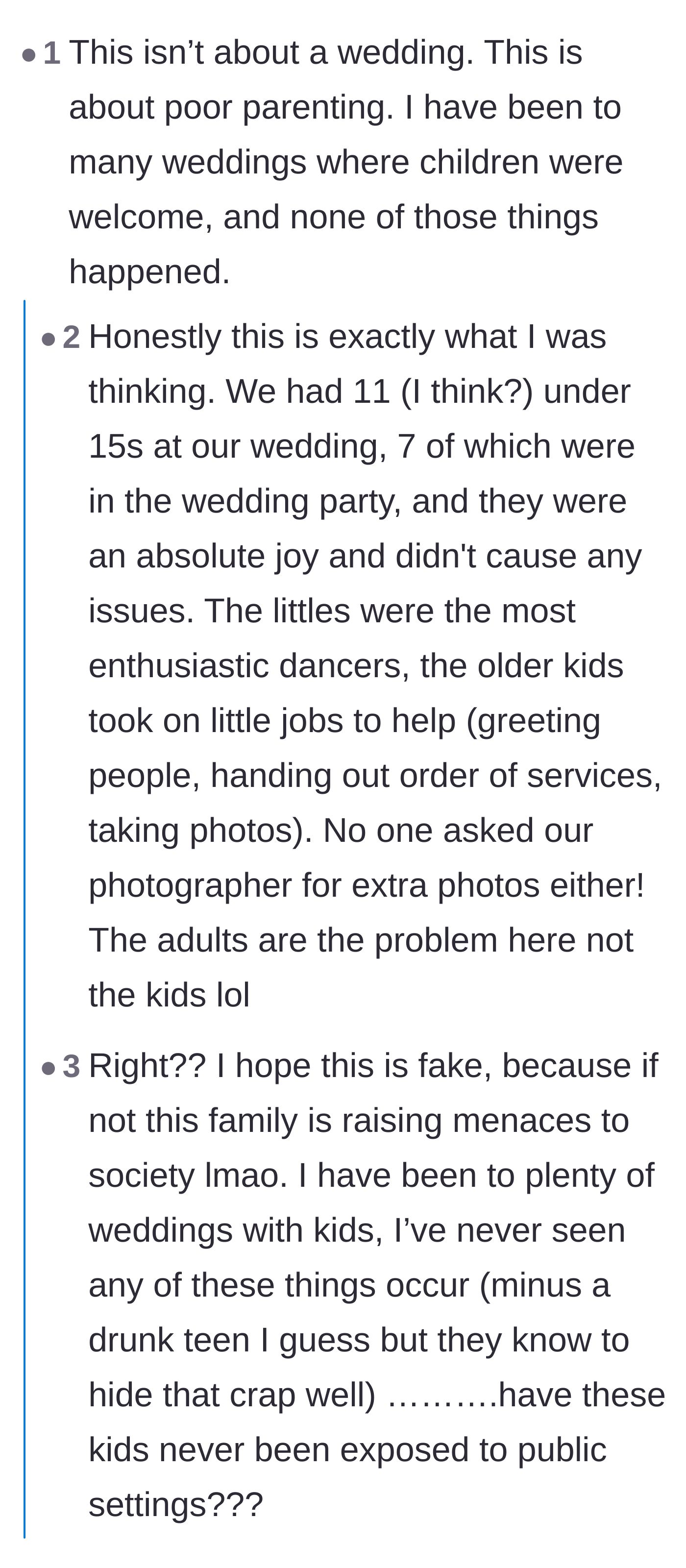 Comment thread 3 - Discussion about how the real issue is lazy parenting, not the presence of children.