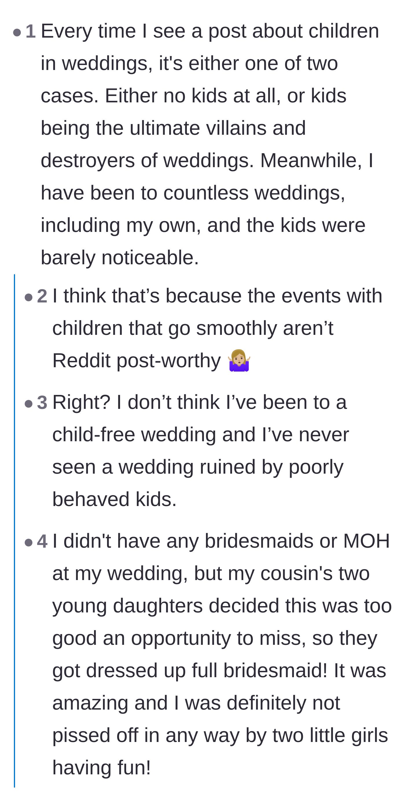 Comment thread 6 - People pointing out that only the most catastrophic wedding stories make it onto Reddit.