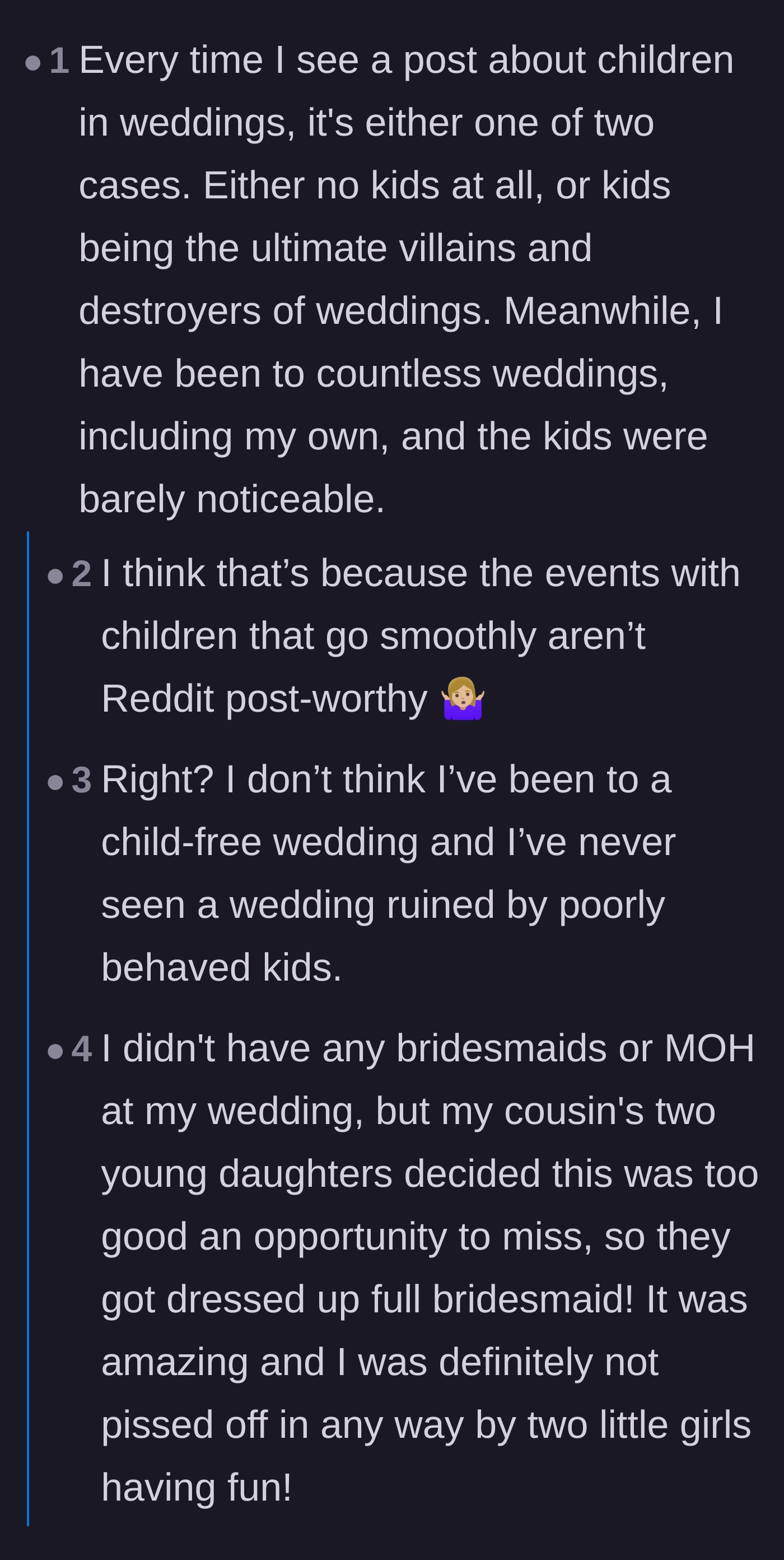 Comment thread 6 - People pointing out that only the most catastrophic wedding stories make it onto Reddit.