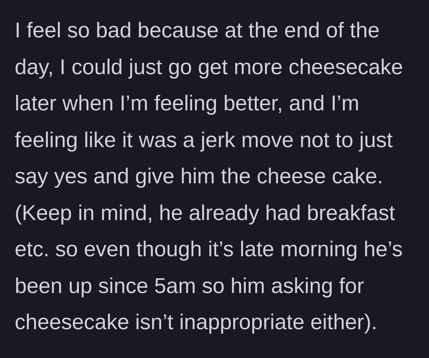 Story part 3 - The stepmom reflects on her firm decision, suddenly feeling a heavy wave of guilt for not simply handing over her craving to the child.