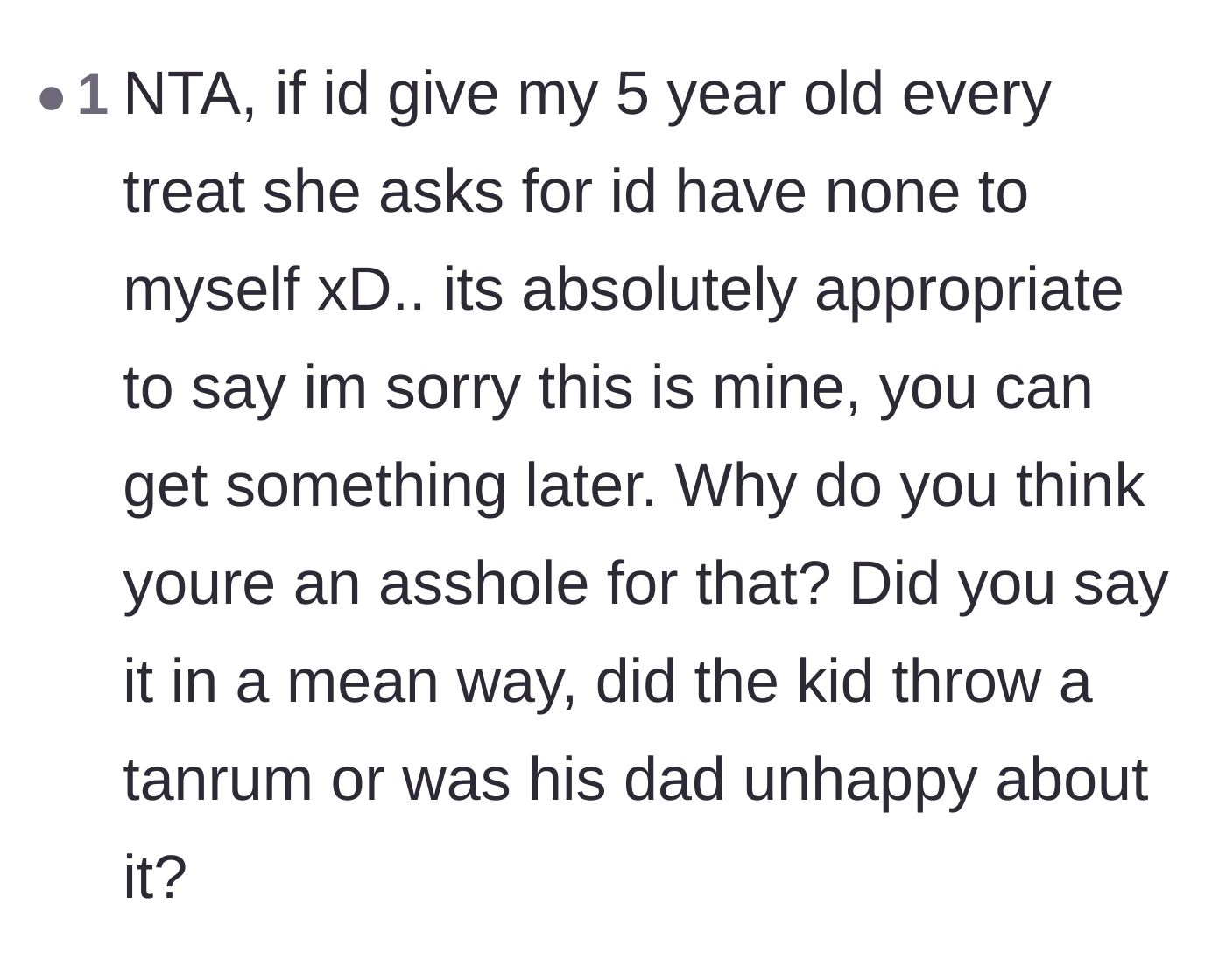 Comment thread 2 - A parent asking why establishing a basic dietary boundary triggered so much unearned guilt.