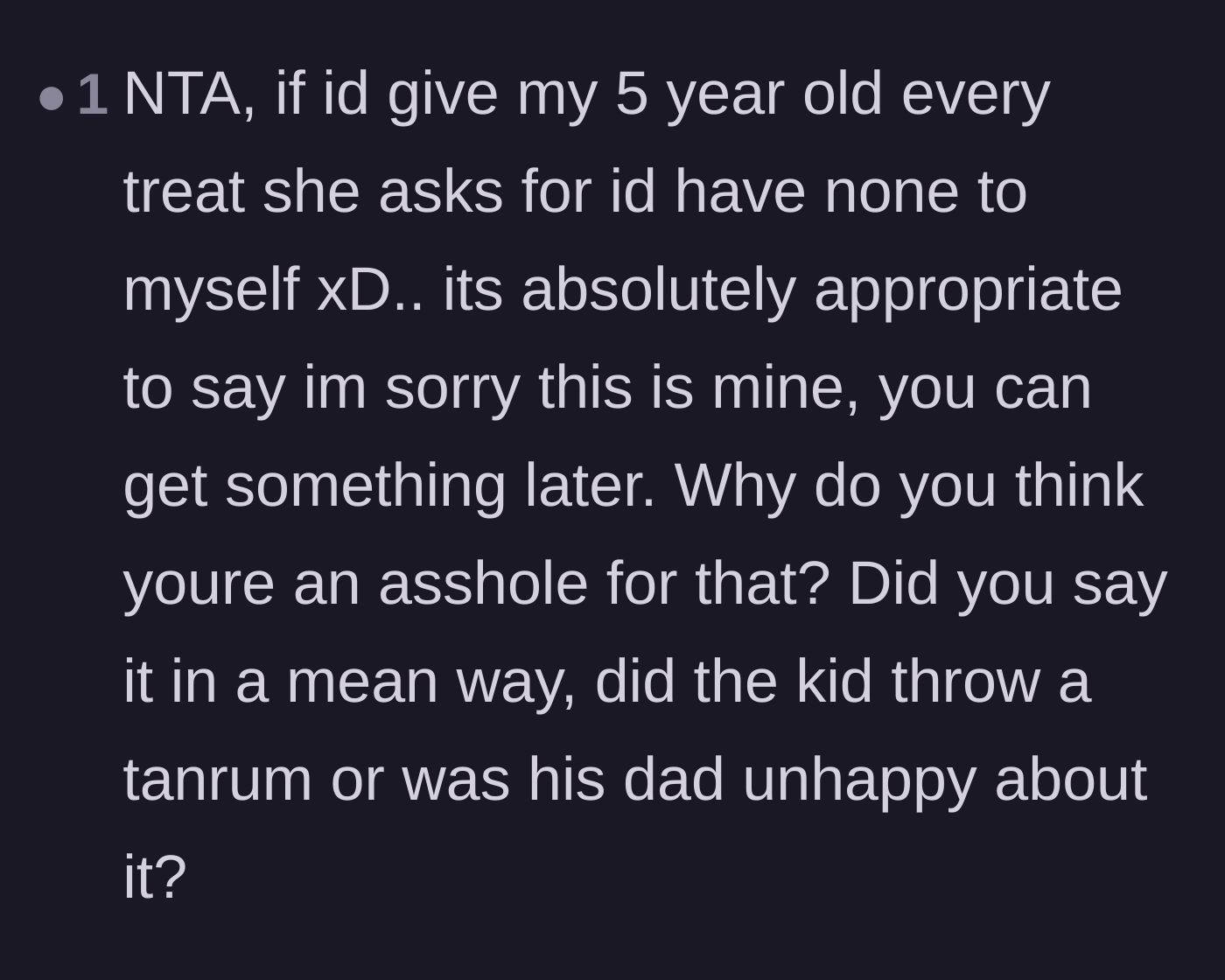 Comment thread 2 - A parent asking why establishing a basic dietary boundary triggered so much unearned guilt.