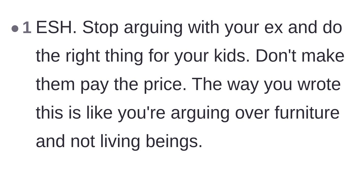 Comment thread 4 - A reader criticizes the author for arguing over the children as if they were inanimate objects.