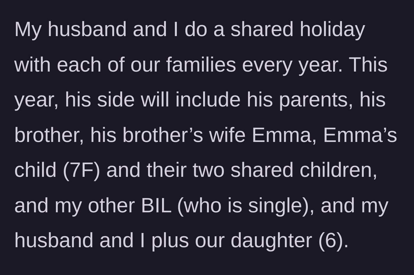 Story part 1 - Introduction to the annual joint family vacation cast, including two young girls of the same age.