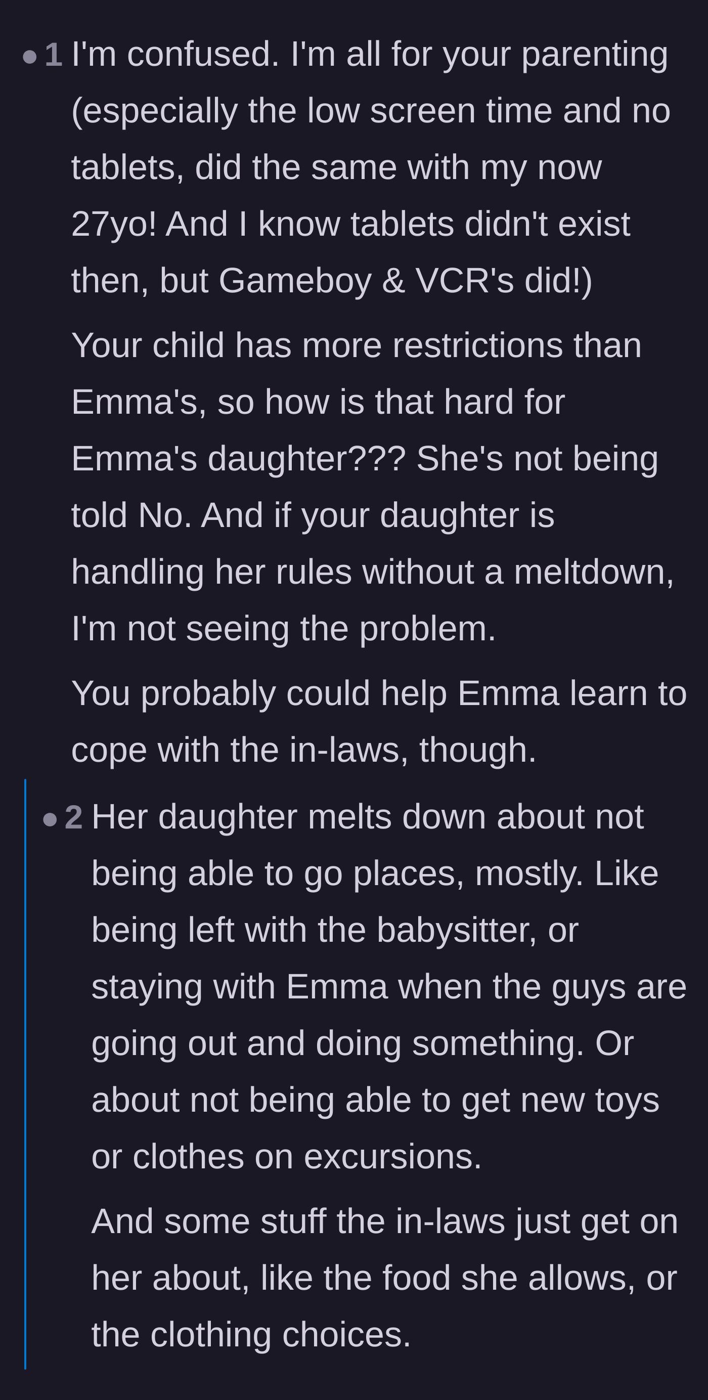 Comment thread 3 - The shocking revelation that Emma's daughter is melting down because her stepdad excludes her from outings.