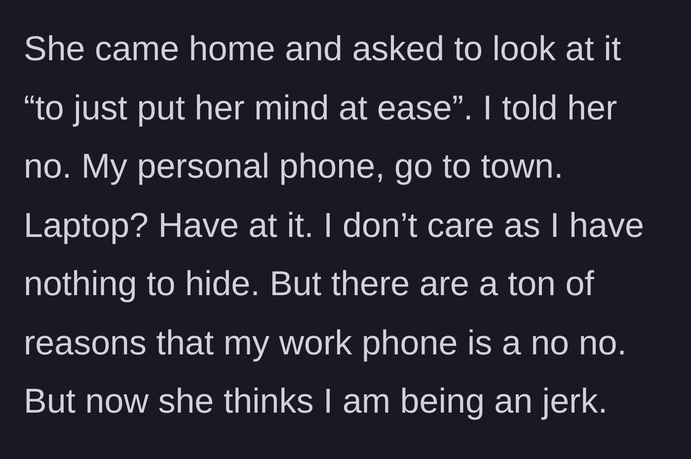 Story part 3 - The physician offers full access to his personal devices but strictly denies access to the work phone, resulting in a tense standoff.