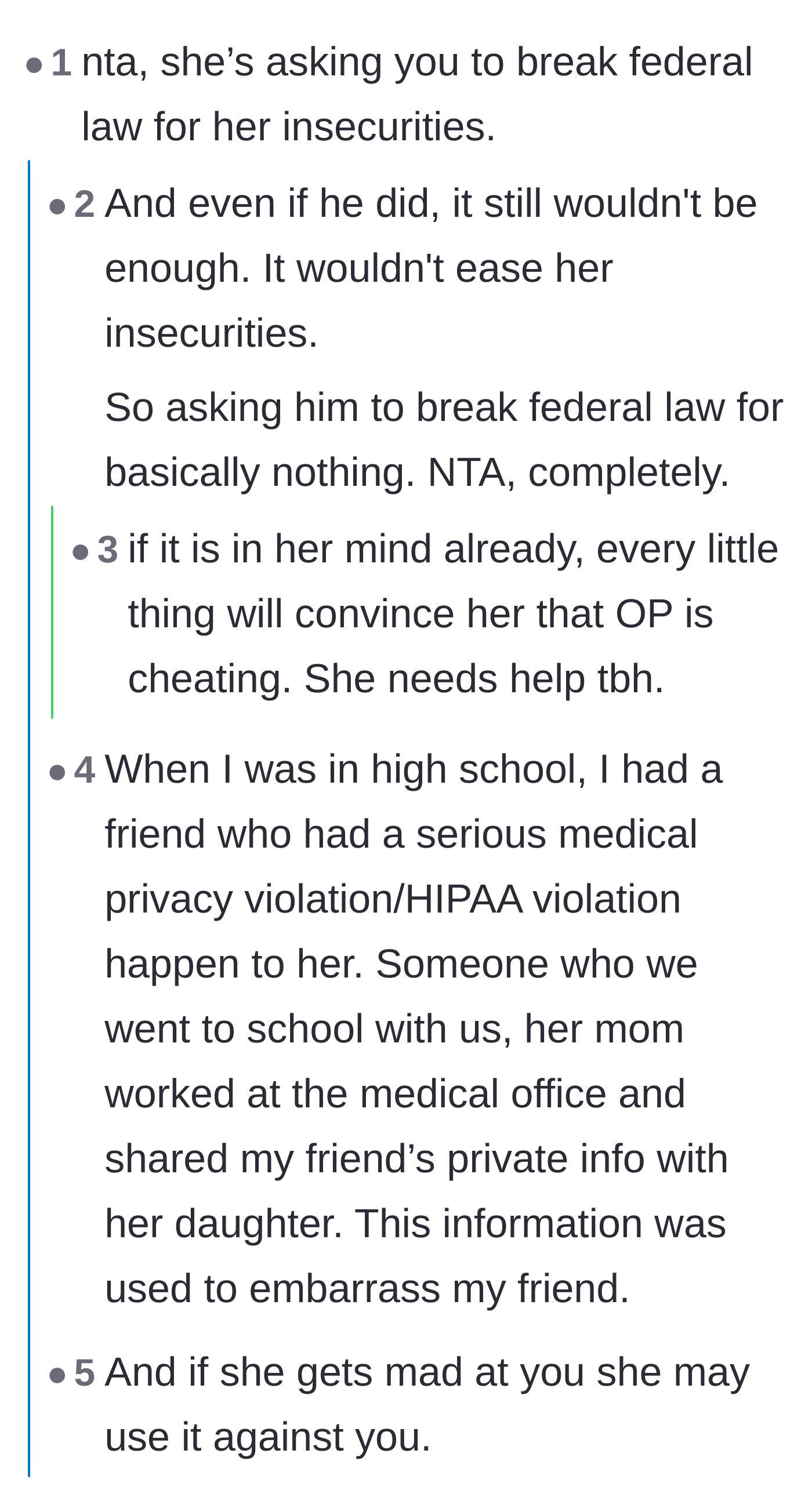 Comment thread 1 - Readers debating how yielding to anxiety by breaking federal law still wouldn't fix the underlying trust deficit.