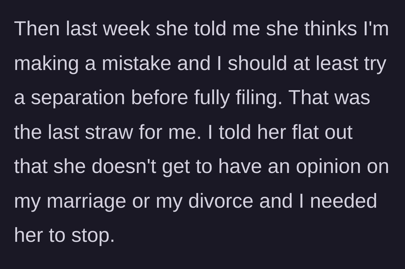Story part 6 - Beth telling the main character she is making a mistake, leading the main character to finally snap.