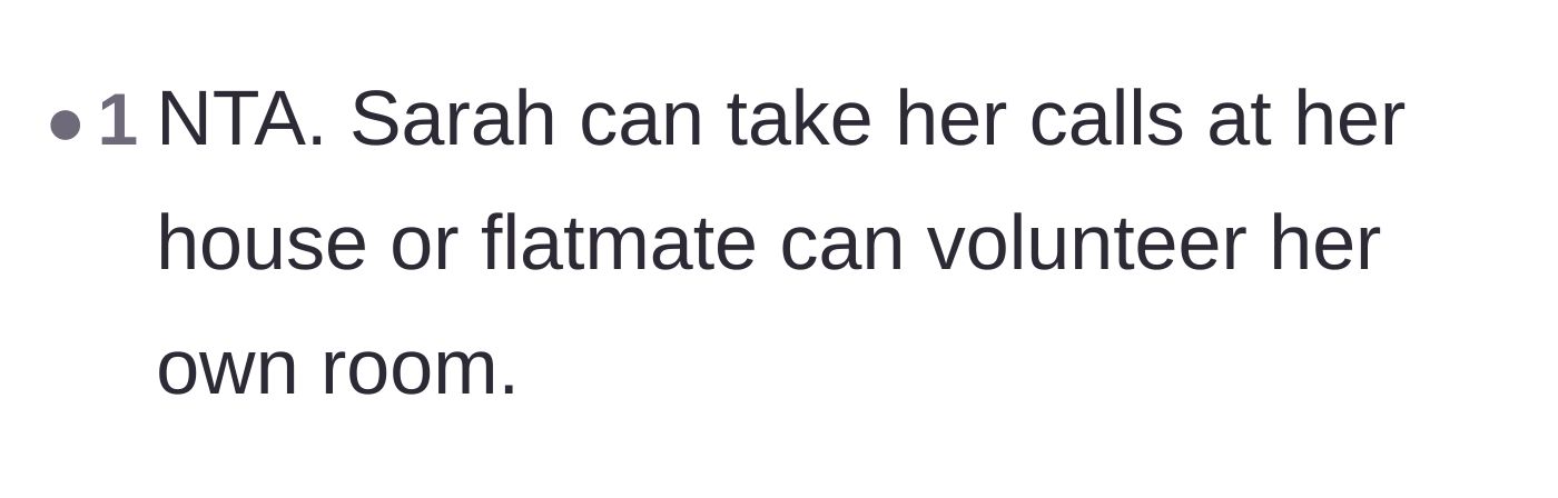 Comment thread 6 - Stating firmly that the friend should have gone outside or used the roommate's personal space.