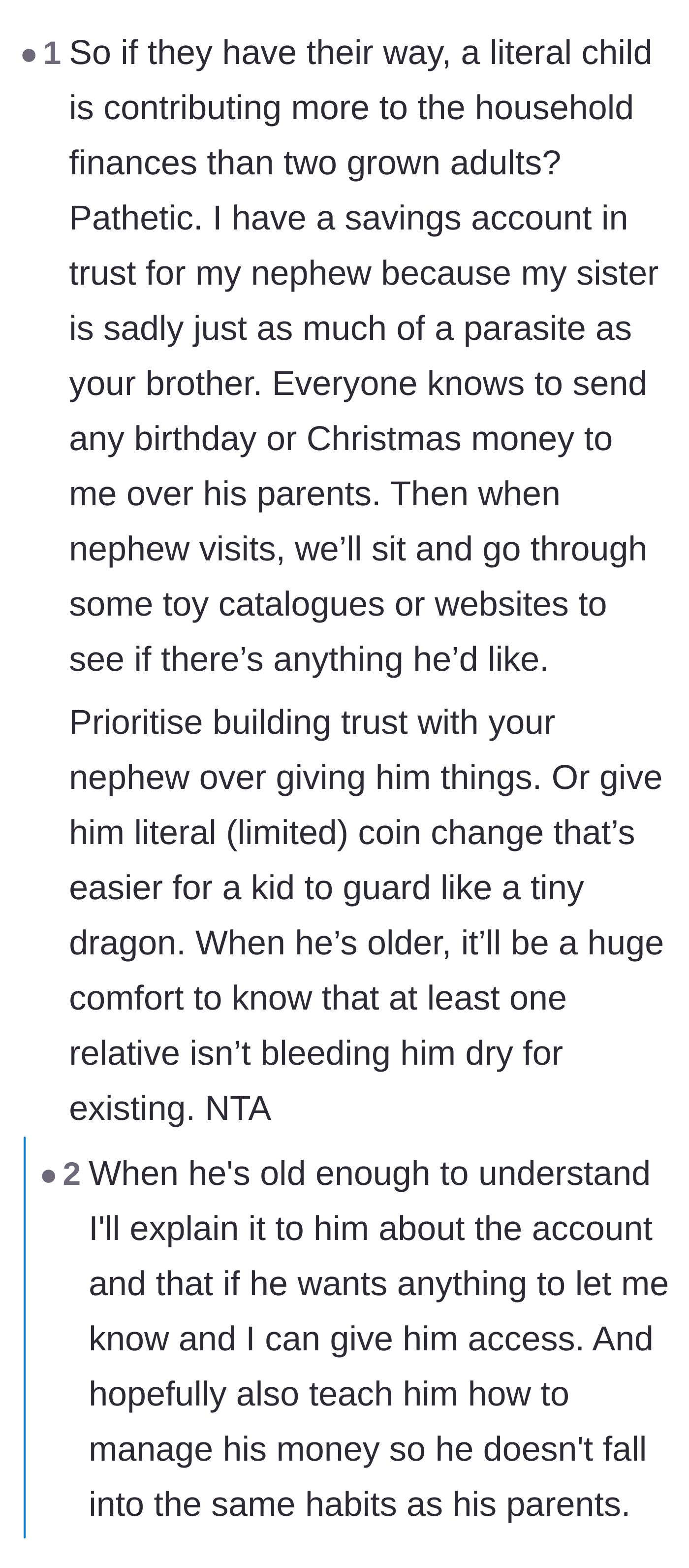 Comment thread 4 - Outrage over a toddler contributing to household finances and warnings about future financial extortion.