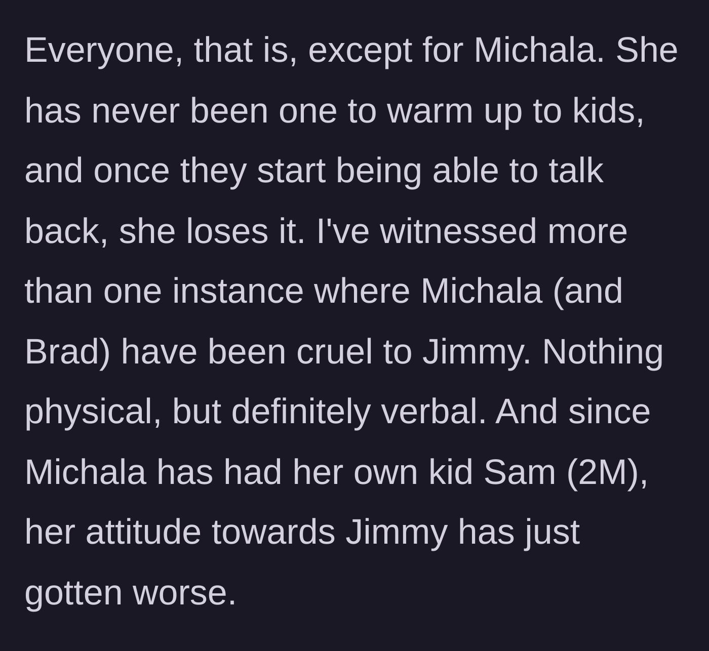 Story part 2 - Aunt describes the stepmother and father's escalating verbal cruelty toward the boy, especially after a new baby was born.