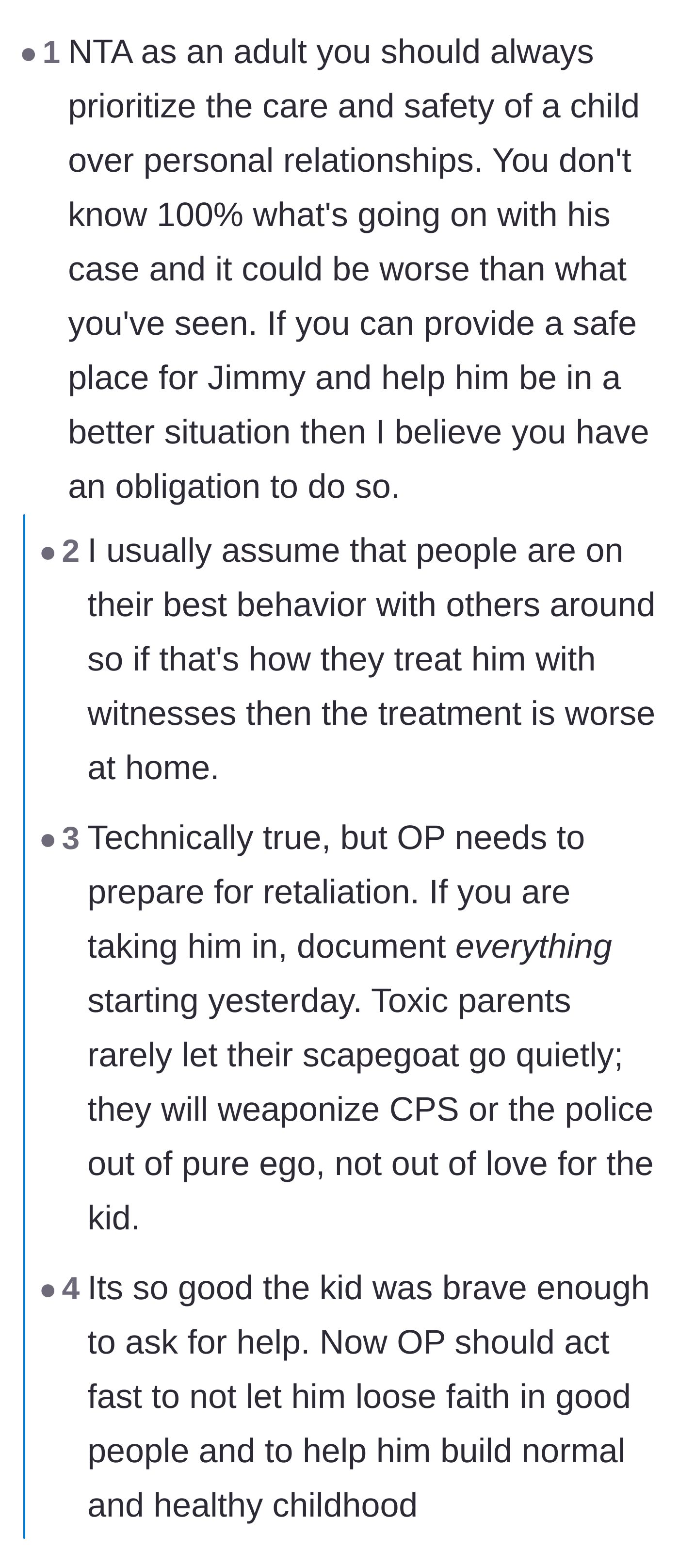 Comment thread 1 - Discussing how public behavior often masks much worse private treatment of the child