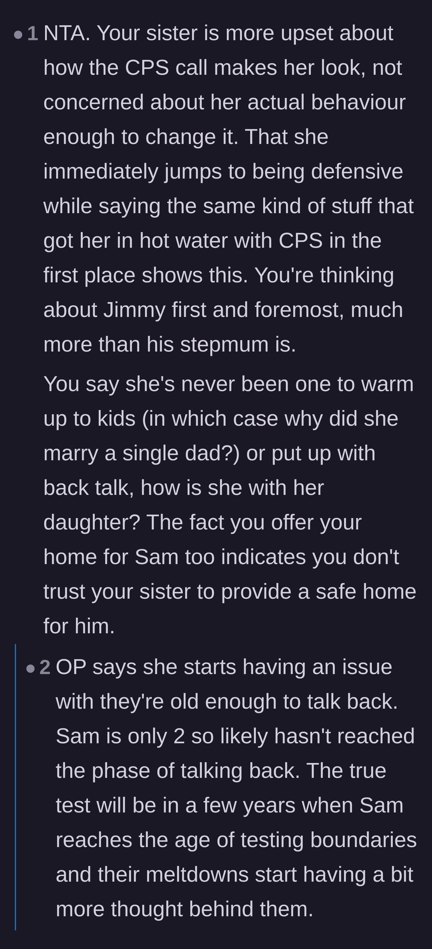 Comment thread 2 - Pointing out the stepmother's obsession with her image and the impending danger for her toddler