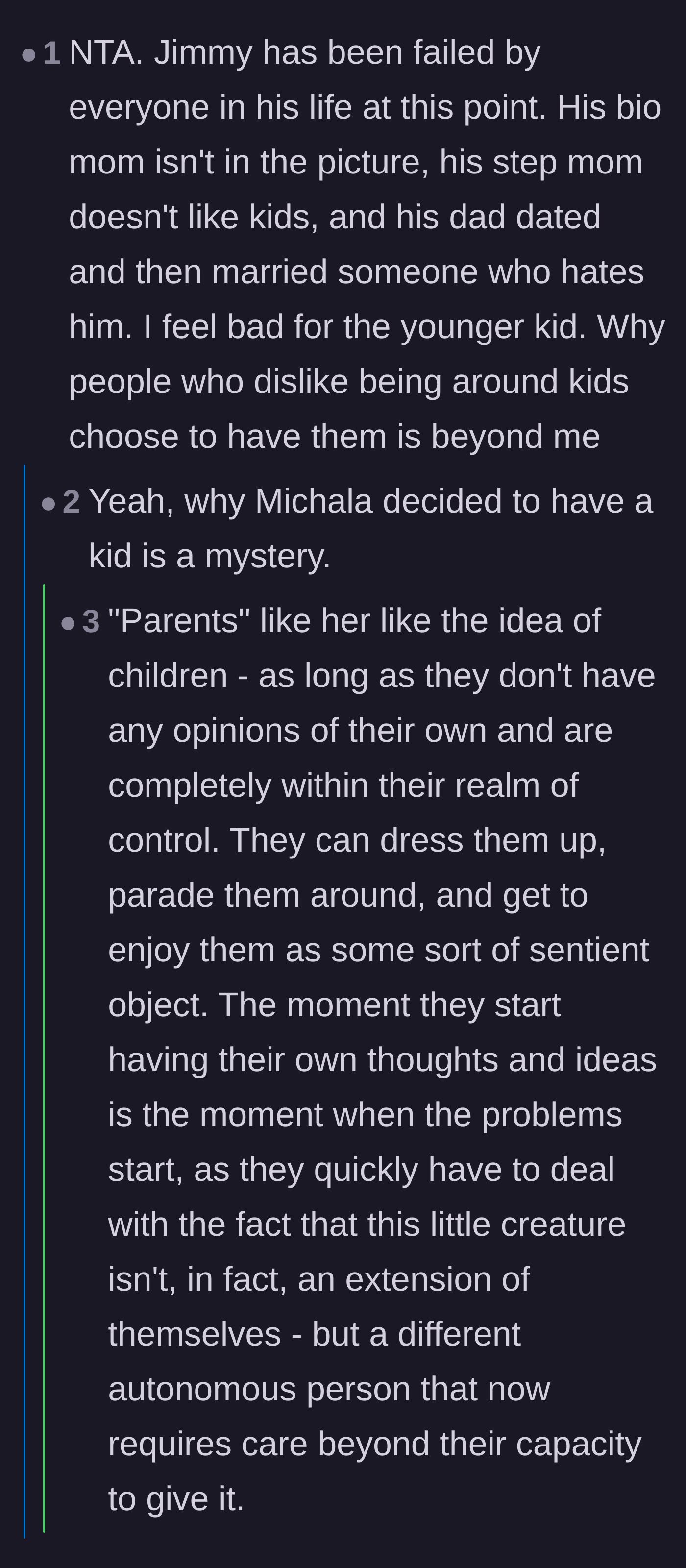 Comment thread 3 - Highlighting how every single parental figure in the boy's life has failed him