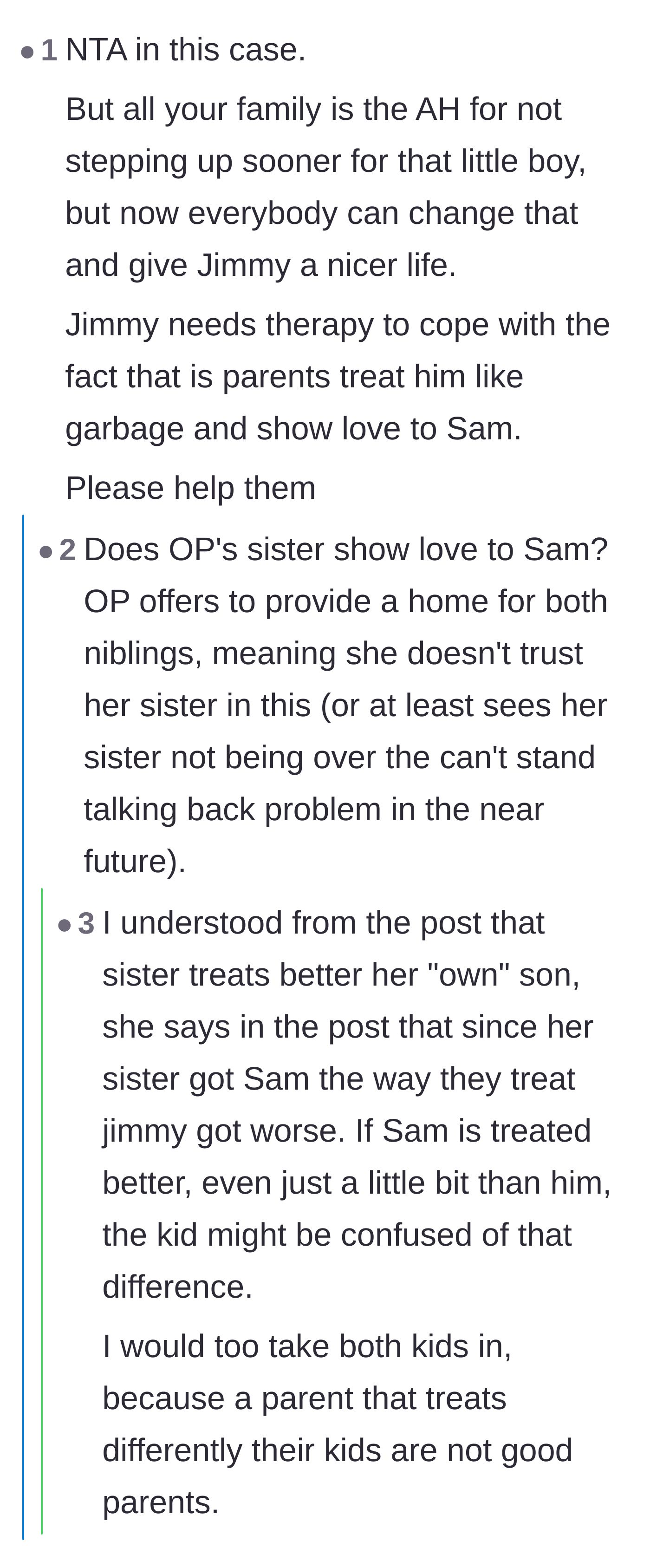 Comment thread 6 - Questioning the biological father's motives and the family's delay in intervening