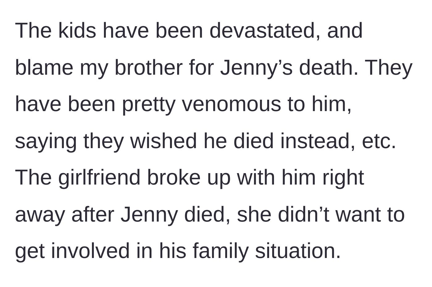 Story part 4 - The children express hatred toward their father, and the new girlfriend leaves him.