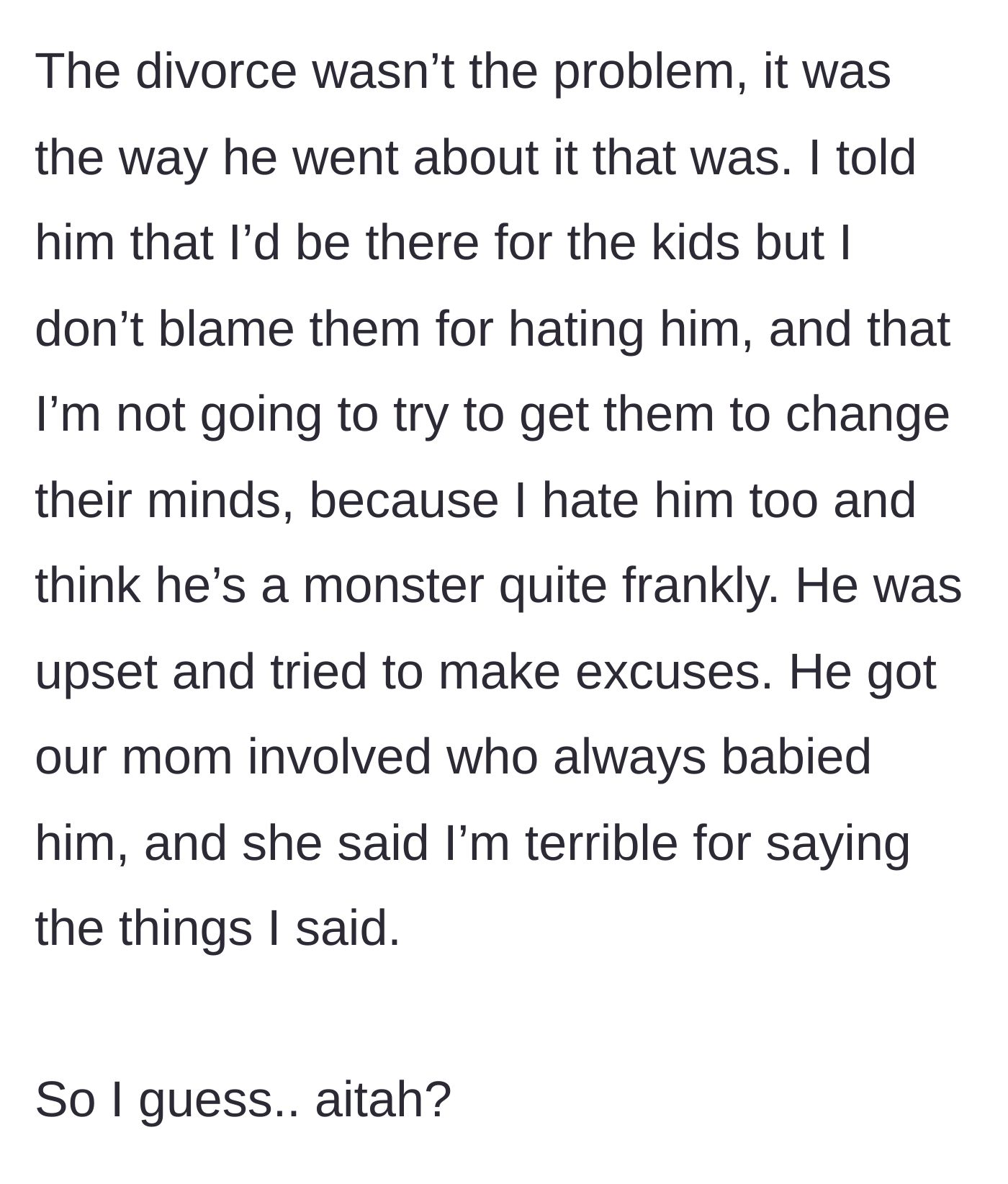 Story part 6 - The sister tells her brother she hates him too, and their mother takes his side.